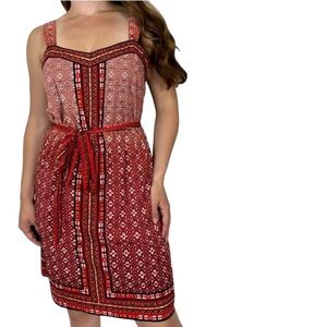 White House Black Market Labyrinth Print Chemise Red,Black, & White Print Dress